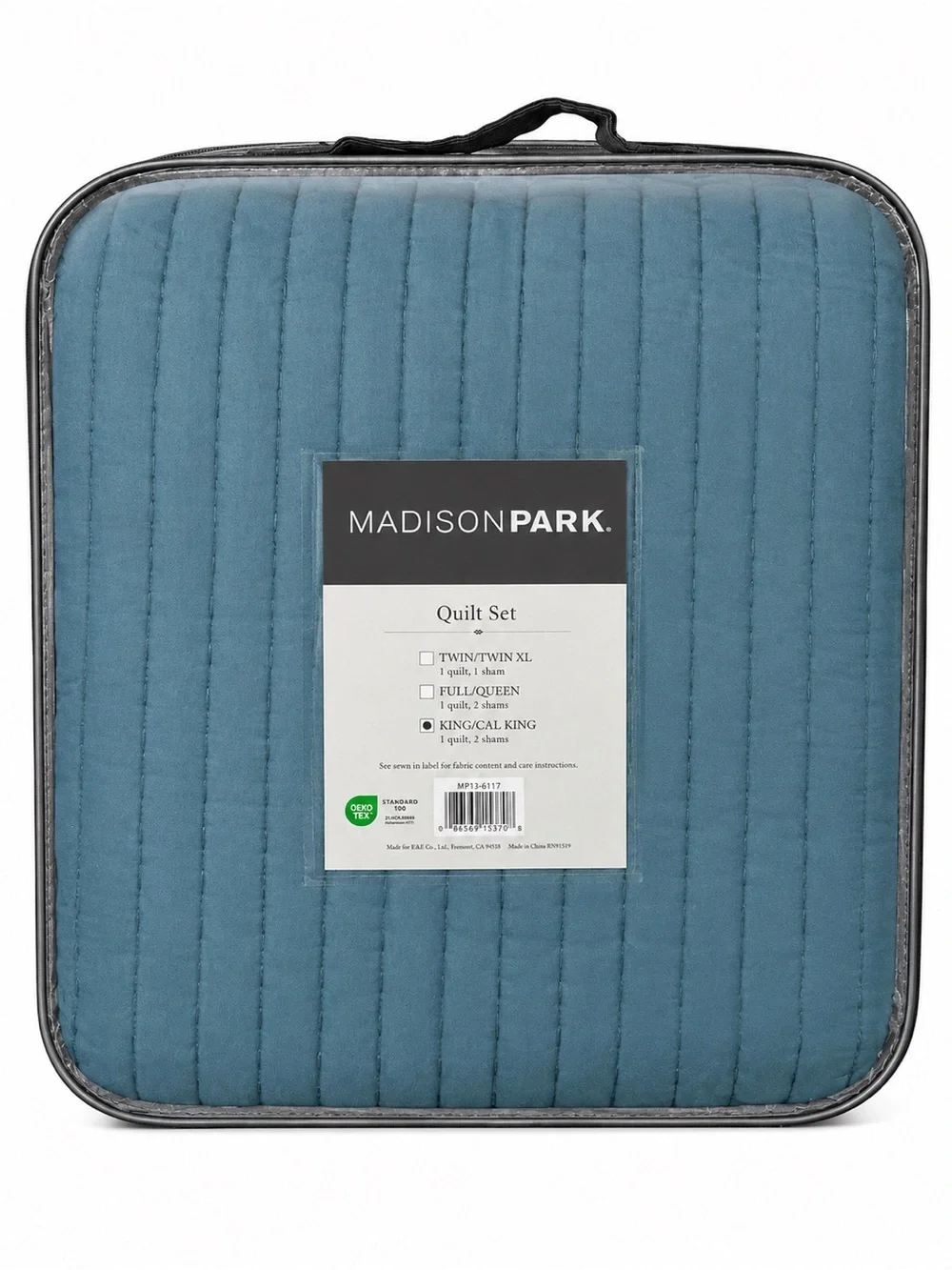 Madison Park Keaton King Cal King Teal Quilt Set